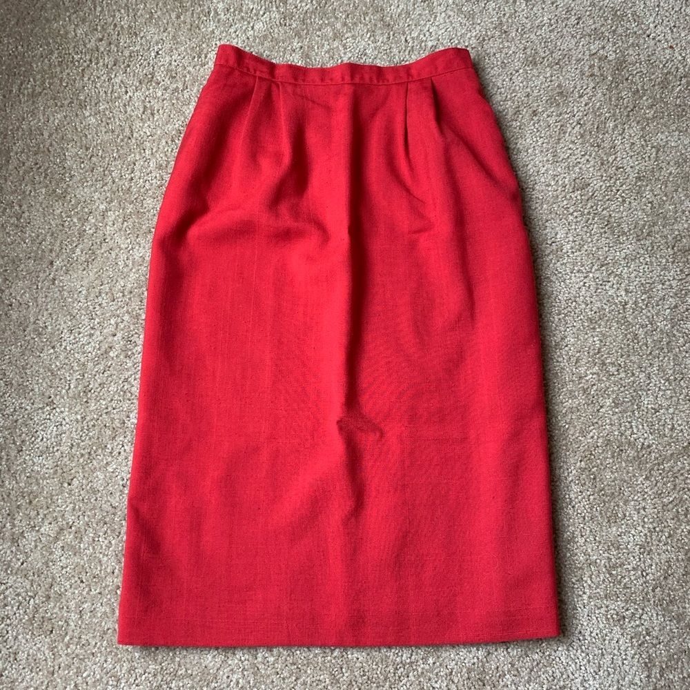 Vintage Retro Red Pencil Skirt - Picture 3 of 6